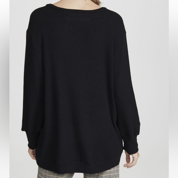 Enza Costa Oversized Slouchy Ribbed Long Sleeve Lounge Sweater Large Gray Blue - Picture 14 of 14